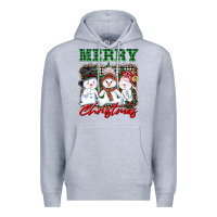 Heather Grey merry christmas snowman Premium Hoodie - AdoDesignShop
