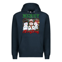 Navy merry christmas snowman Premium Hoodie - AdoDesignShop