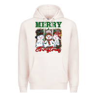 Pale Pink merry christmas snowman Premium Hoodie - AdoDesignShop