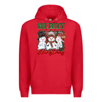 Red merry christmas snowman Premium Hoodie - AdoDesignShop
