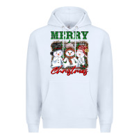 White merry christmas snowman Premium Hoodie - AdoDesignShop