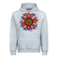 Heather Grey American Flag Sunflower Urban Hoodie - LillyAllenDesigns