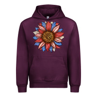 Mauve Wine American Flag Sunflower Urban Hoodie - LillyAllenDesigns