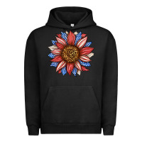 Pigment Black American Flag Sunflower Urban Hoodie - LillyAllenDesigns