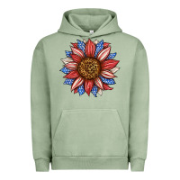 Pigment Oil Green American Flag Sunflower Urban Hoodie - LillyAllenDesigns