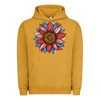 Pigment Peanut Butter American Flag Sunflower Urban Hoodie - LillyAllenDesigns
