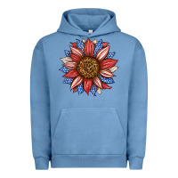 Pigment Pebble Blue American Flag Sunflower Urban Hoodie - LillyAllenDesigns