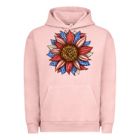 Pigment Salmon American Flag Sunflower Urban Hoodie - LillyAllenDesigns