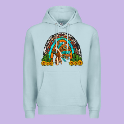 Indian Headdress Cactus And Sunflowers Rainbow Premium Hoodie Designed By Artiststas