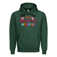 Sports Green not bossy just aggressively helpful Zipper Hoodie - MaliasSmallBusiness