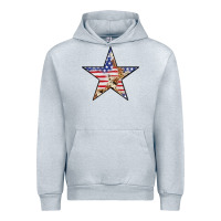 Heather Grey American Flag Star Urban Hoodie - LillyAllenDesigns