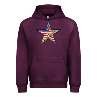 Mauve Wine American Flag Star Urban Hoodie - LillyAllenDesigns