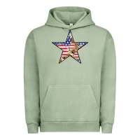 Pigment Oil Green American Flag Star Urban Hoodie - LillyAllenDesigns