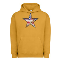 Pigment Peanut Butter American Flag Star Urban Hoodie - LillyAllenDesigns
