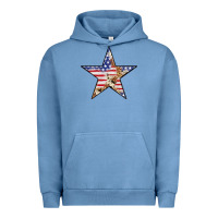 Pigment Pebble Blue American Flag Star Urban Hoodie - LillyAllenDesigns