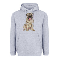 Heather Grey pug Heavyweight Hoodie - RanaPortraitStore