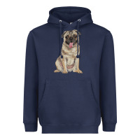 Navy pug Heavyweight Hoodie - RanaPortraitStore