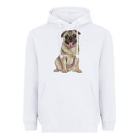 White pug Heavyweight Hoodie - RanaPortraitStore