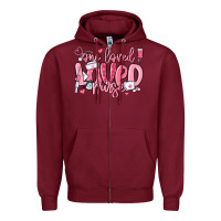 Burgundy one loved nurse valentine's day Zipper Hoodie - MaliasSmallBusiness