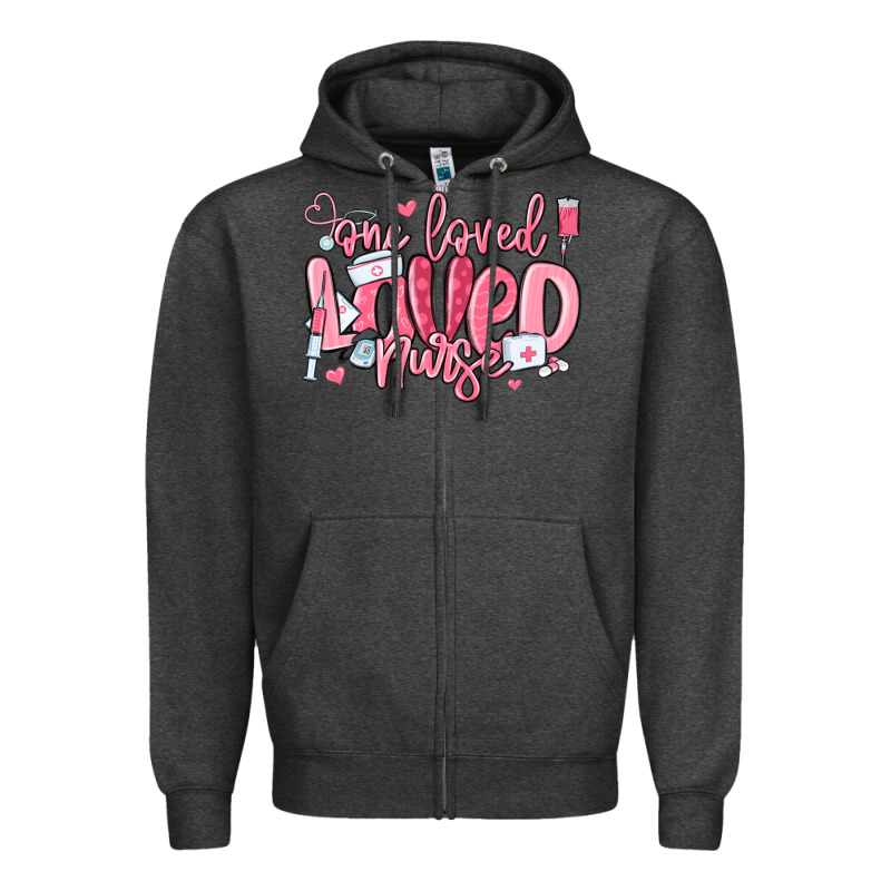 One Loved Nurse Valentine's Day Zipper Hoodie by MaliasSmallBusiness | Teevron