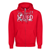 Red one loved nurse valentine's day Zipper Hoodie - MaliasSmallBusiness