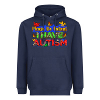 Navy please be patient i have autism Heavyweight Hoodie - Zillion Design Studio
