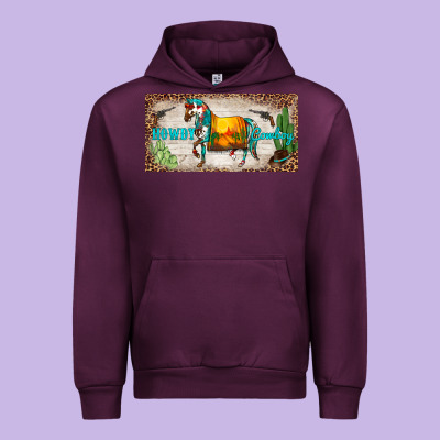 Western Howdy Cowboy Horse Sunset Weapon Cactus Leopard  License Plate Urban Hoodie Designed By Barkaloodesign