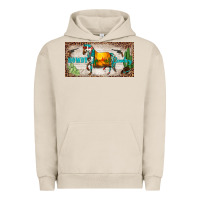Pigment French Oak western howdy cowboy horse sunset weapon cactus leopard  license plate Urban Hoodie - BarkalooDesign