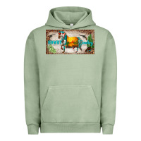 Pigment Oil Green western howdy cowboy horse sunset weapon cactus leopard  license plate Urban Hoodie - BarkalooDesign