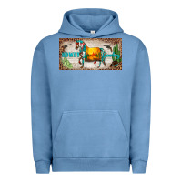 Pigment Pebble Blue western howdy cowboy horse sunset weapon cactus leopard  license plate Urban Hoodie - BarkalooDesign
