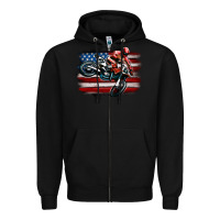 Black dirt bike american flag Zipper Hoodie - MaliasSmallBusiness