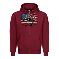 Burgundy dirt bike american flag Zipper Hoodie - MaliasSmallBusiness