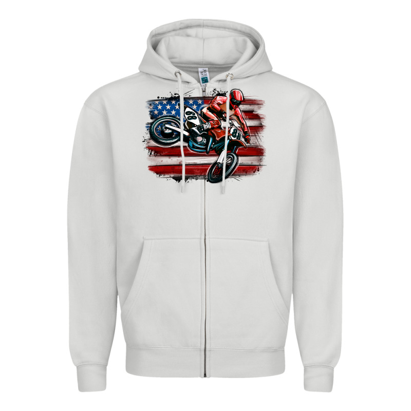 Dirt Bike American Flag Zipper Hoodie by MaliasSmallBusiness | Teevron