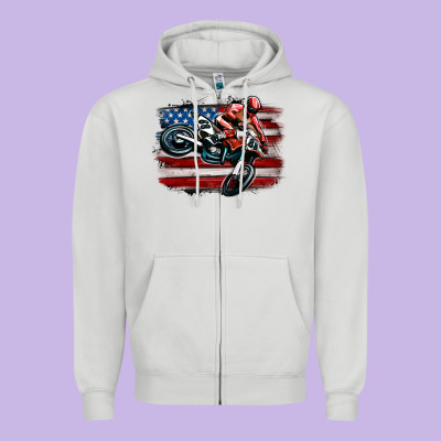 Zipper Hoodie dirt bike american flag