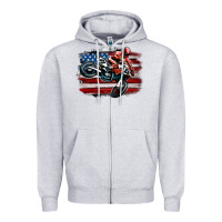Heather Grey dirt bike american flag Zipper Hoodie - MaliasSmallBusiness