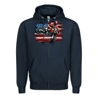 Navy dirt bike american flag Zipper Hoodie - MaliasSmallBusiness