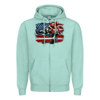 Seafoam dirt bike american flag Zipper Hoodie - MaliasSmallBusiness