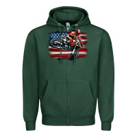 Sports Green dirt bike american flag Zipper Hoodie - MaliasSmallBusiness