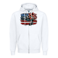 White dirt bike american flag Zipper Hoodie - MaliasSmallBusiness