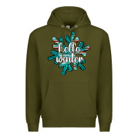 Army Green hello winter Premium Hoodie - AdoDesignShop