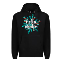 Black hello winter Premium Hoodie - AdoDesignShop