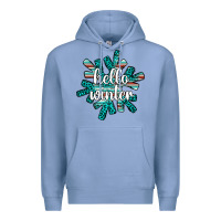 Colony Blue hello winter Premium Hoodie - AdoDesignShop