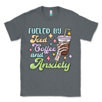 Charcoal Heather fueled by iced coffee and anxiety Classic Tee - MaliasSmallBusiness