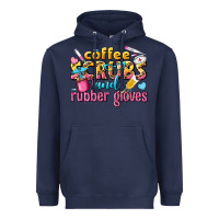 Navy coffee scrubs and rubber gloves Heavyweight Hoodie - texasbilliewilder