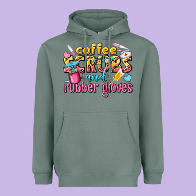 Coffee Scrubs And Rubber Gloves Heavyweight Hoodie Designed By Texasbilliewilder