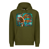 Army Green free spirit native american indian headdress Premium Hoodie - Artiststas