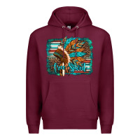 Burgundy free spirit native american indian headdress Premium Hoodie - Artiststas