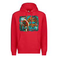 Red free spirit native american indian headdress Premium Hoodie - Artiststas