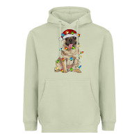 Matcha pug with christmas lights Heavyweight Hoodie - RanaPortraitStore