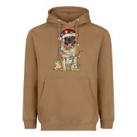 Toasted Coconut pug with christmas lights Heavyweight Hoodie - RanaPortraitStore